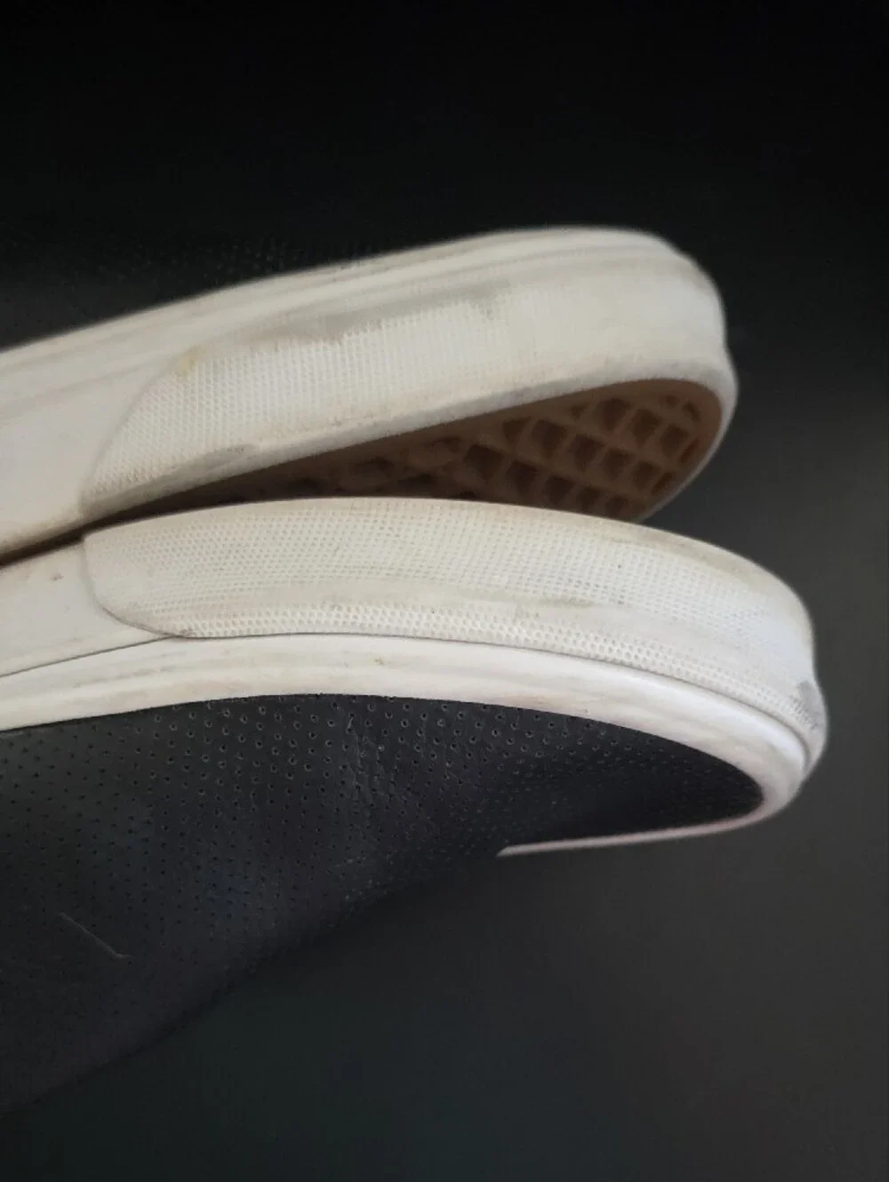 Vans Black Slip-On Leather-Textured Casual Sneakers with White Sole